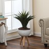 LuxenHome Scallop Embossed White 12.2" Round MgO Planter with Wood Legs - image 2 of 4