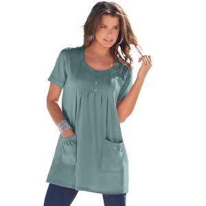 Roaman's Women's Plus Size Two Pocket Soft Knit Tunic - 1 of 4