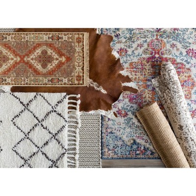 Olivia 2' x 3' Blue and Multicolor Synthetic Area Rug