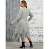 BLUEMING Womens Plus Size Ribbed Knit Sweater Dress Long Sleeve Square Neck Flowy Comfy Casual Dress - 2 of 4