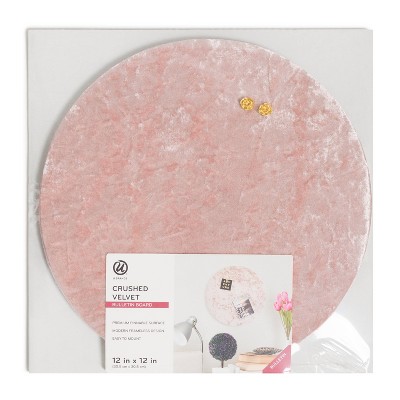 U Brands 12" Round Crushed Velvet Bulletin Board - Blush