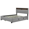 Okak Queen Platform Bed Frame with Upholstered & Trundle Storage Headboard Bed with 2 Drawers Sockets USB Ports Easy Assembly, Gray - 3 of 4