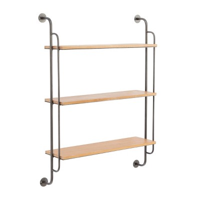 Industrial Iron Wall Shelf Brown - Olivia & May
