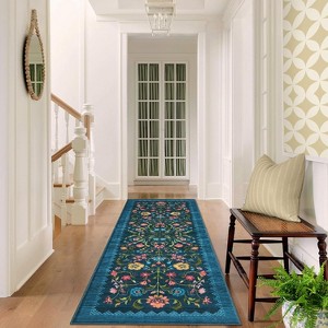 coucheta Multi-size Washable Retro Floral Area Rug for Living Room, Soft Non Slip Vintage Low Pile Stain Resistant Carpet, for Bedrom, Dining Room - 1 of 4