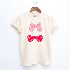 Simply Sage Market Women's Heart Cherries Coquette Short Sleeve Graphic Tee - 1 of 2