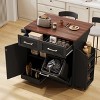 Bella Depot 47.2" Farmhouse Kitchen Island with Drop Leaf, Rolling Kitchen Cart on Wheels with Two Drawers, Towel Rack, Side Racks - 2 of 4