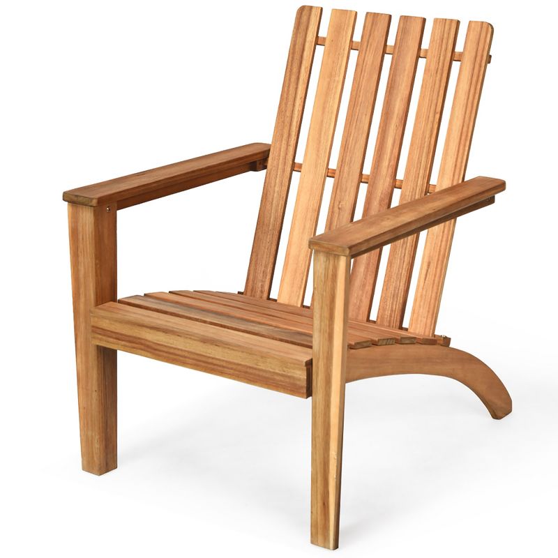 Costway Patio Acacia Wood Adirondack Chair Lounge Armchair Durable Outdoor Garden Yard, 2 of 11