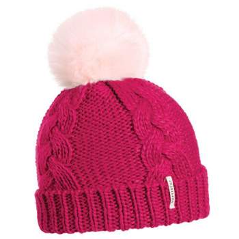 Tinysome Baseball Cap Outdoor Sports Knitted Fuzzy Warm Pompom Ball Beanie Hat with Brim, Women's, Size: One size, Pink