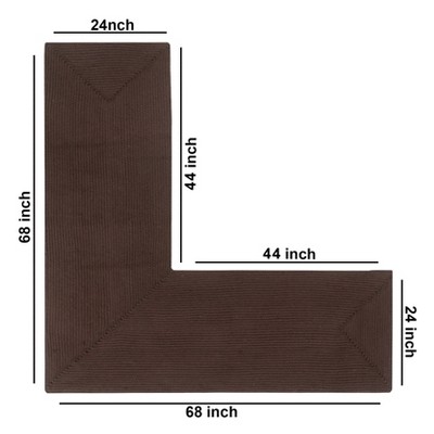 Chocolate Brown Oval Braided Polypropylene Rug, 24" x 68"