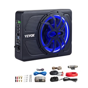 VEVOR 10" 440W Underseat Car Subwoofer, Slim Powered Car Subwoofers with Blue Ambient Light, Low Profile Audio Sub Under the Seat, Black - 1 of 4