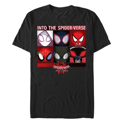 Men's Marvel: Spider-Man: Into the Spider-Verse Mask Collage  T-Shirt - Black - Large Tall