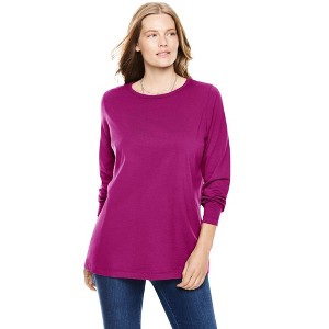 Woman Within Women's Plus Size Perfect Long-Sleeve Crewneck Tee - 1 of 4