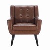 CAVINAS Linen/Velvet/Teddy/Leather Upholstered Accent Chair with Black Legs,Modern Upholstered Armchair with Wood Frame for Living Room - 4 of 4