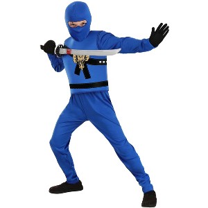HalloweenCostumes.com Blue Ninja Master Kid's Costume for Boys and Girls, Shadow Warrior Outfit with Dragon Embalm for Halloween - 1 of 4