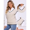 INSPIRE CHIC Women's V Neck Sleeveless Ribbed Contrast Color Trim Sweater Vest - 2 of 4