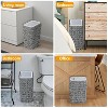 Vynxaria Bathroom Small Trash Can with Lid, 2.6 Gallon Rattan Garbage Can with Press Top, Slim Wicker Wastebasket for Kitchen, Office,Living Room,Gray - 3 of 4