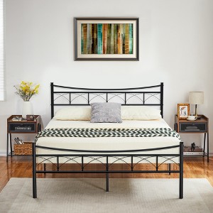 VECELO Twin/Full/Queen Size Bed Frame with Headboard, Platform Bed with Large Under Bed Storage, Heavy Duty Slats, Metal Black - 1 of 4
