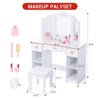 Girls Vanity Table and Chair Set with Mirror - Wooden Makeup Dressing Playset, Kids Vanity Set with Storage Drawers, Perfect Birthday Gift - 2 of 4