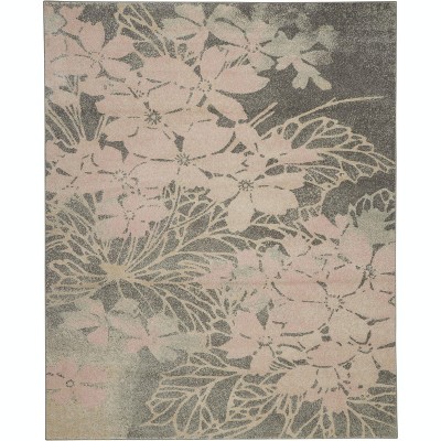 Tranquil TRA08 Beige/Navy Area Rug Contemporary Ombre Floral By Nourison
