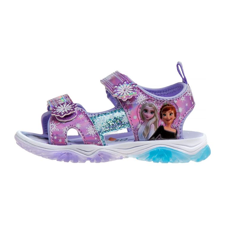 Disney Frozen Anna Elsa Light up Summer Sandals - Beach Pool Water Open Toe slides Adjustable - Lilac Blue Purple (size 6-12 Toddler / Little Kid), 3 of 8