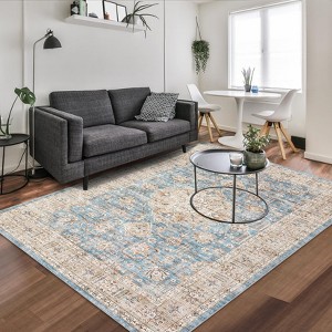 Non Slip Machine Washable Rugs 9x12 Area Rugs for Living Room Bedroom Soft Vintage Rugs Low Pile Large Carpet - 1 of 4