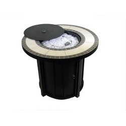 Farmhouse 27″ Square Steel Ceramic Propane Gas Fire Pit Table – Teamson Home For Sale