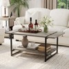 41" Rustic Farmhouse Coffee Table, Modern Minimalist Wood and Metal Living Room Table, 2 Tie Rectangle Center Table with Storage - 2 of 4
