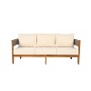 Christopher Knight Home Robin 76" Patio Rustic Rope Weave Acacia Wood 3-Seater Sofa with Cushions - 4 of 4
