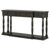 Ridstar 63 in. W Retro Senior Console Table with 4 Front Facing Storage Drawers and 1 Shelf For Hallway, Living Room & Bedroom-Antique Black - 4 of 4