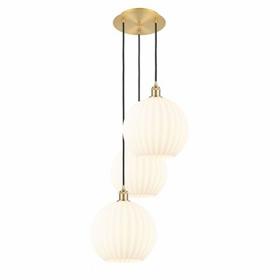 White Venetian - 3 Light Cord Hung Multi Pendant In Modern Style-39 Inches Tall and 18.5 Inches Wide