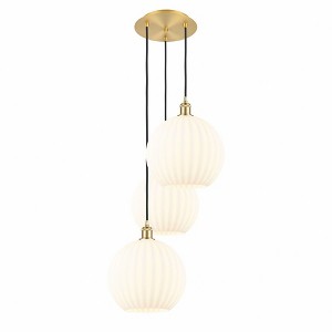 White Venetian - 3 Light Cord Hung Multi Pendant In Modern Style-39 Inches Tall and 18.5 Inches Wide - 1 of 1