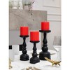3x3 Pillar Candles Set of 3 - Rustic Unscented No Drip Red Candles for Home Decor, Weddings, Centerpieces - 3 of 4
