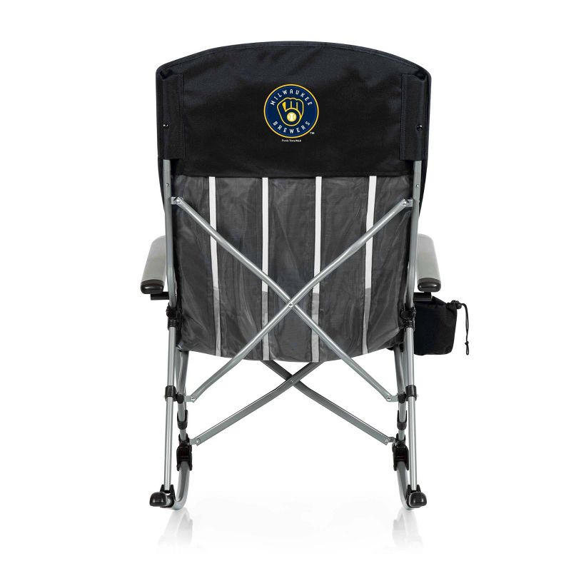 MLB Milwaukee Brewers Outdoor Rocking Camp Chair - Black, 3 of 7