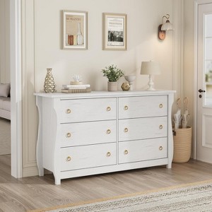 Nasitip Drawer Dresser-Boho Dresser with Curved Legs, Rattan Accents for Living Room, Bedroom Entryway or Balcony - 1 of 4