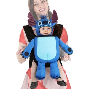 HalloweenCostumes.com One Size   Infant Disney Stitch Velour Baby Carrier Halloween Costume Cover, Blue/Blue/Red - 1 of 3