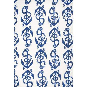 nuLOOM Rell Nautical Anchor Indoor and Outdoor Patio Area Rug 8x10, Blue