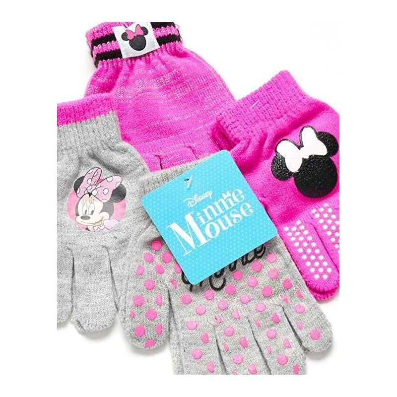 Disney Minnie Mouse Girls 4 Pack Gloves or Mittens Set, Ages 2-7, 5 of 6