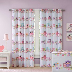 Kumasinova 63"/84" Owl Print Blackout Curtains Panel,Light Blocking Window Curtains with Grommets,Thermal Insulated Kitchen Curtains for Living Room - 1 of 4