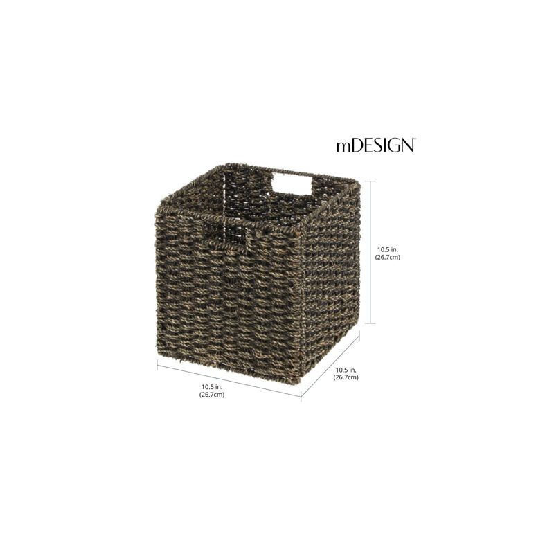 mDesign Seagrass Woven Cube Bin Basket Organizer, Handles, 4 of 10