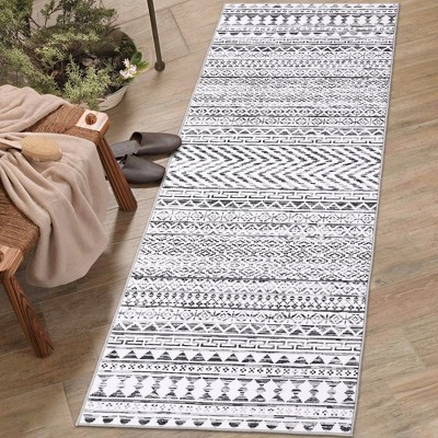 Geometric Boho Area Rug Washable Living Room Throw Carpet Low Pile Non-Slip Rug