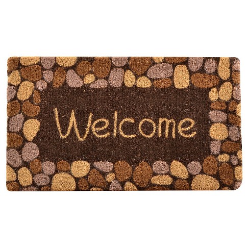 Hometrax Coir Mat Doormat Welcome River Rocks 18 X 30