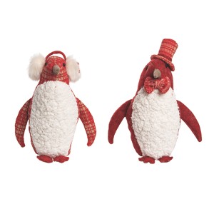 Transpac Plush Holiday Penguin Sitter Set of 2 Christmas Home Decorations - 1 of 1