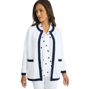 Jessica London Women's Plus Size Tipped Boxy Cardigan - 1 of 4