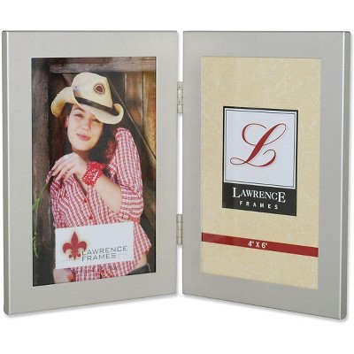 Lawrence Frames 4" x 6" Metal Brushed Silver Hinged Double Picture Frame 230124