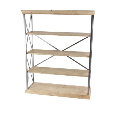 60" Industrial Bookshelf with 4 Shelves Brown - Olivia & May