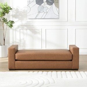 Christopher Knight Home Clark Modern Faux Leather Rubberwood Upholstered Ottoman - 1 of 4