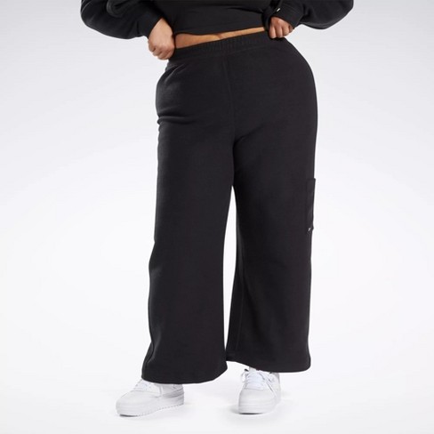 Reebok Classics Reverse Fleece Wide Leg Pants (Plus Size) Womens Athletic  Pants 1X Black