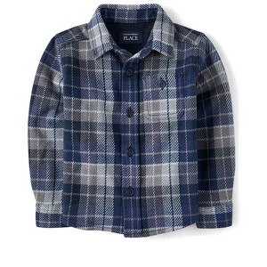 The Children's Place Toddler Boys Long Sleeve Plaid Luxe Cozy Knit Button Up Shirt - 1 of 3