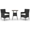 vidaXL 3 Piece Patio Bistro Set with Cushions Black Poly Rattan - 2 of 4