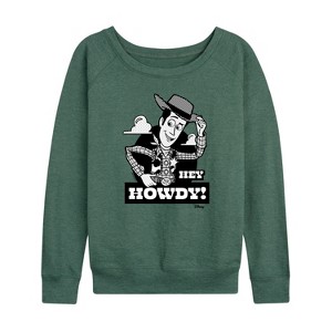Women's - Disney - Hey Howdy Lightweight French Terry Wide Neck Long Sleeve Shirt - 1 of 4